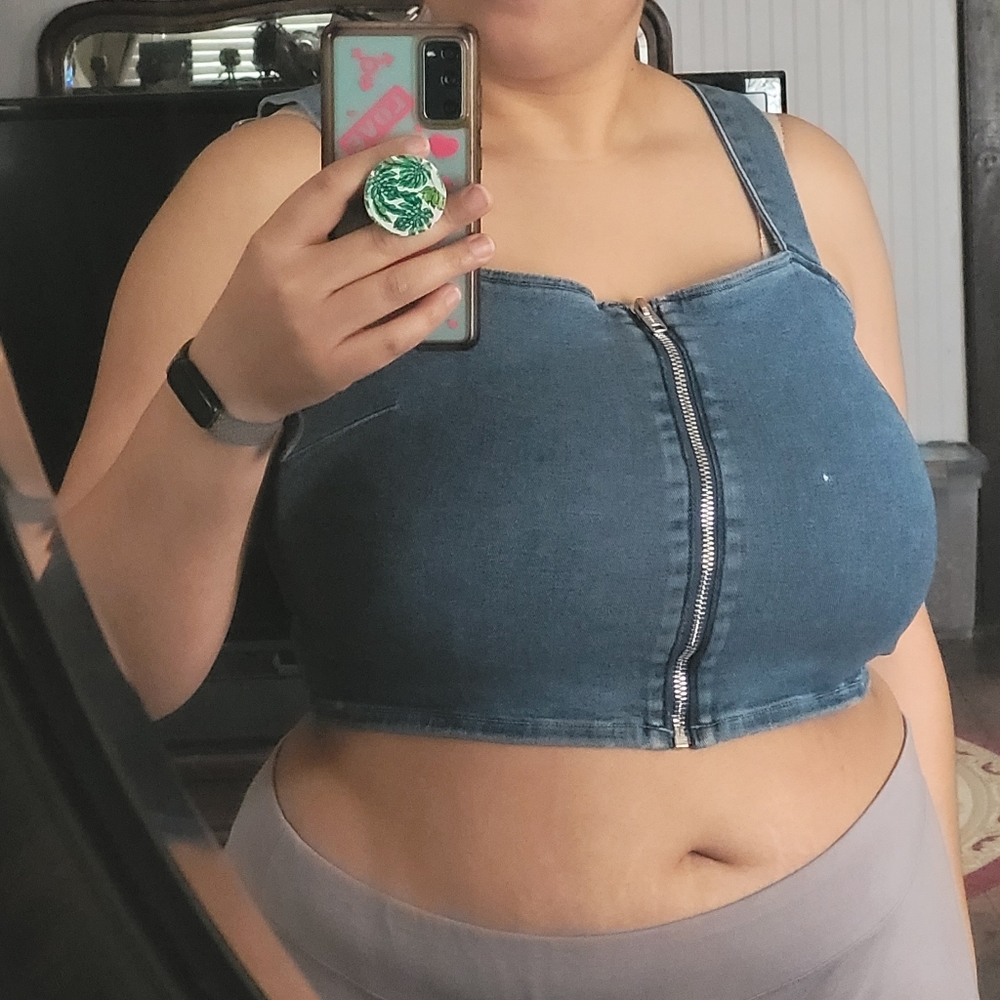 Good American Denim, zip up sleeveless top Size 5
